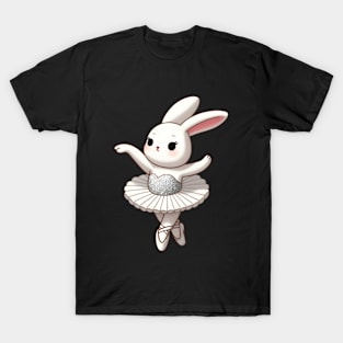 Adorable Ballerina Bunny in Sparkly Tutu T-Shirt